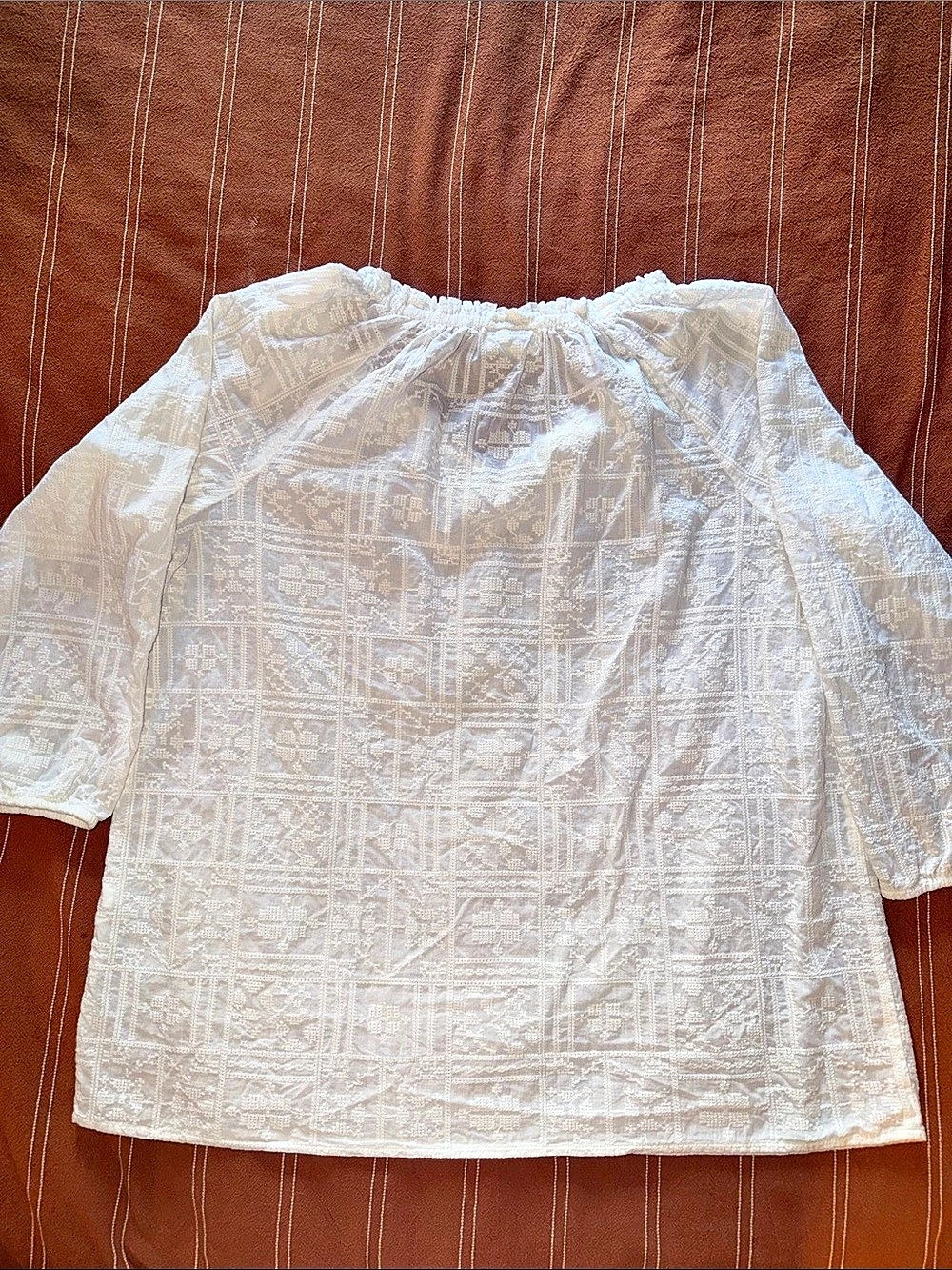 J. Jill Geometric Cotton Blouse in White Size Small Like New